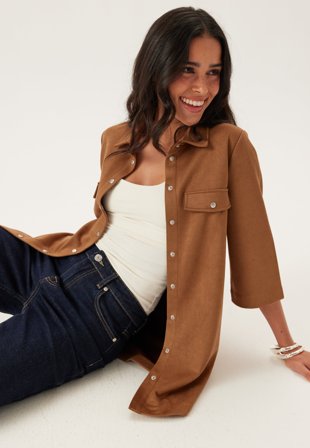 Happy Holly - Faux Suede Shirt - 32/34