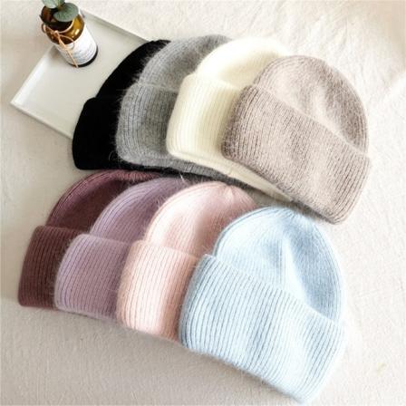 Vinterhue med strik til kvinder - Mode Solid Varm Kashmir 01#