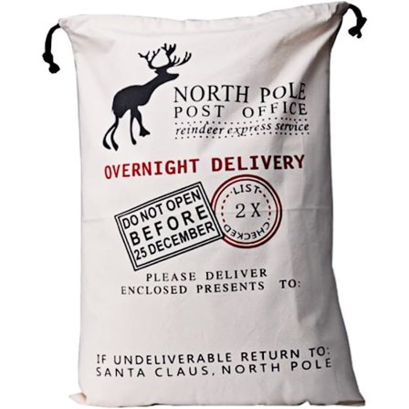 Joulupukin joulukassi, jossa on naru, erittäin suuri 70 x 50 cm