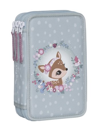 Beckmann Norway Three Section Pencil Case W/Content, Forest Deer Dusty Mint - Purple - ONE SIZE
