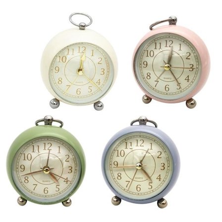 Round silent analog alarm clock without ticks, night light, battery operated
