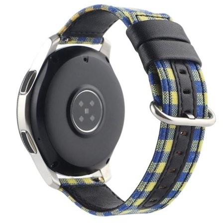 Samsung Galaxy Watch 5 / 5 Pro rutigt läderarmband i nylonstil - Blå / Gul Pläd