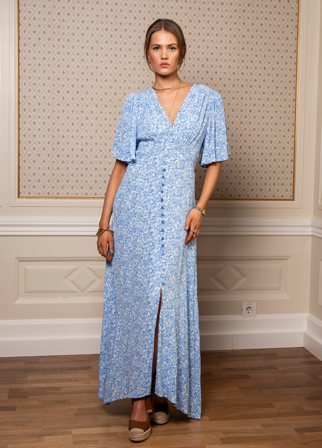 MISSMAYA - Sonja Midi Dress Blue Flora - S