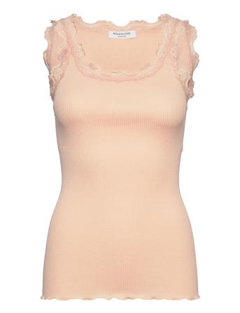 Silk Top W/ Lace T-shirts & Tops Sleeveless Rosa Rosemunde*Betinget Tilbud