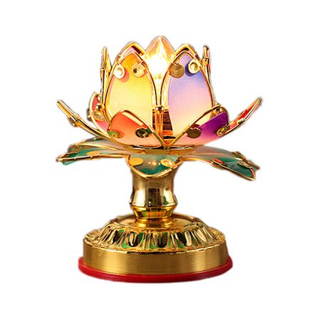 Färgglad Lotus Buddha Lampa Plug in Kristallklar Genomskinlig Religiös Dekoration
