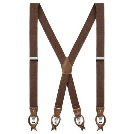 Vexel | Bruine X-vormige Bretels met Diamantpatroon voor mannen - Bretels met clips