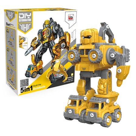 5-i-1 ingeniørkjøretøy dress Barn demontering robot