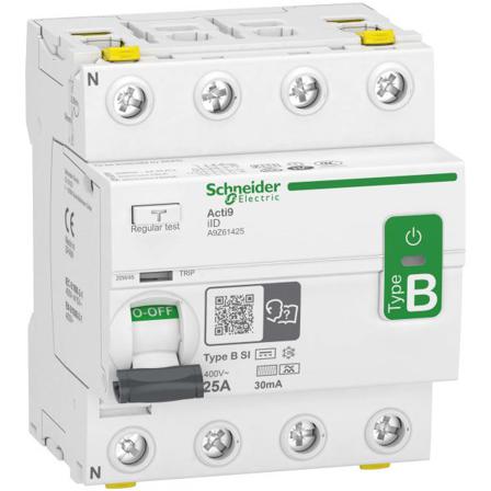 Schneider Electric Acti 9 iID Jordfelsbrytare B-SI, 4-polig 25A, 30mA, Anslutningsdon & kablar