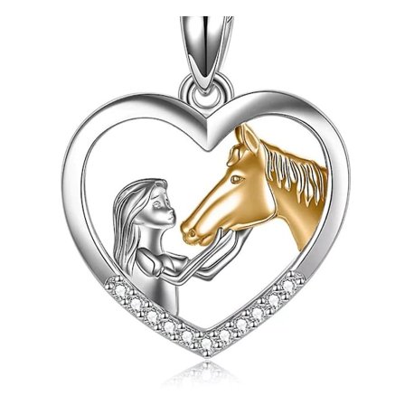 Pige og Hest Halskæde til Piger Sterling Sølv Hestesmykker Hestegaver til Kvinder
