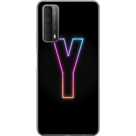Yhteensopiva Puhelinkuori Huawei Huawei P smart 2021 Minimalistinen neonkirjain Y värinvaihtuvassa valossa mustaa taustaa vasten