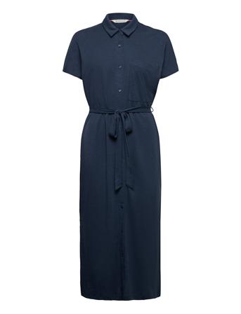 Solid Jersey Dress Dresses Shirt Dresses Marineblå Tom Tailor*Betinget Tilbud