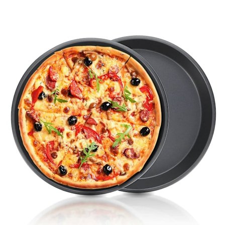 Dyb Pizzabakke til Ovn | Pizzabakke i Kulstofstål | Stor Pizzatallerken | 27 cm Pizzapande | Pizzabakker til Ovn Non-Stick | Pizzastål til Ovn 2