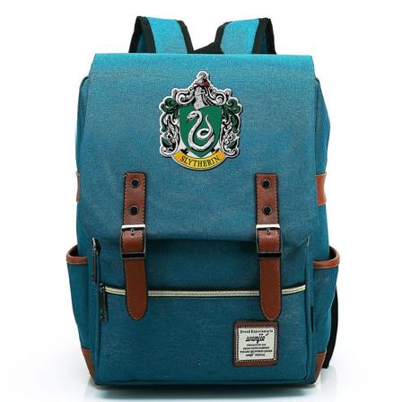 Slytherin School of Witchcraft And Wizardry ryggsäck med printed , ryggsäck för ungdomar, fritidsväska för män och kvinnor, resväska blue M 14in