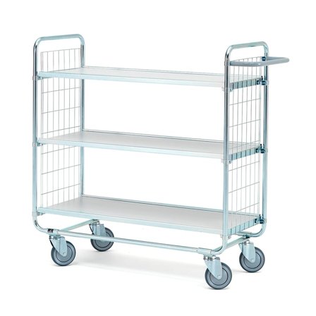 Shelf trolley CRAFT, 3 shelves, 200 kg load, 1200x425x1100 mm