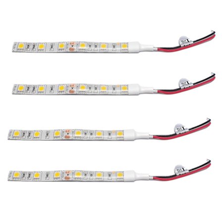 2025 Ny Modell 4x 10cm Vattentäta Vita 5050 Led Strip Lights Dc 12v Husvagn Båt Bil