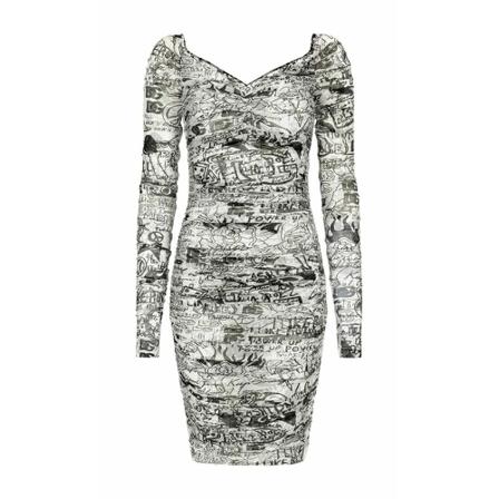 Dolce & Gabbana, Long Sleeve Dress Zwart, Dames, Maat:S,grafisch patroon