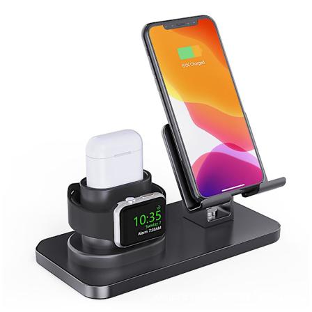 Aluminium opladningsstation holder 3-i-1 til telefon Xs Max Xr 8 Plus 7plus Black