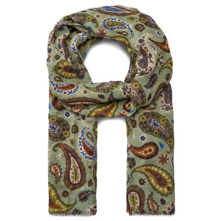 Virtuo | Mintgroene wollen sjaal met paisleymotief voor mannen