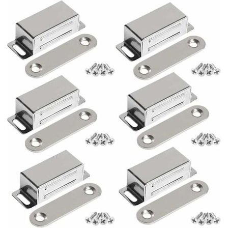 Magnetiska skåpdörrmagneter 10 kg kraftfulla skåpmagneter i rostfritt stål (6 st) (skruvar i rostfritt stål)