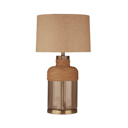 Lasinen lamppupöytä, 41x41x71cm, kultaiset yksityiskohdat, beige varjostin