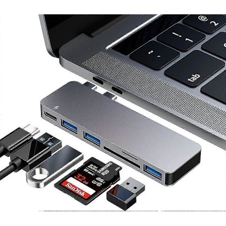 USB C Hub Adapter til MacBook Pro/Air 2020 2019 2018 - 6-i-1 USB-C Tilbehør