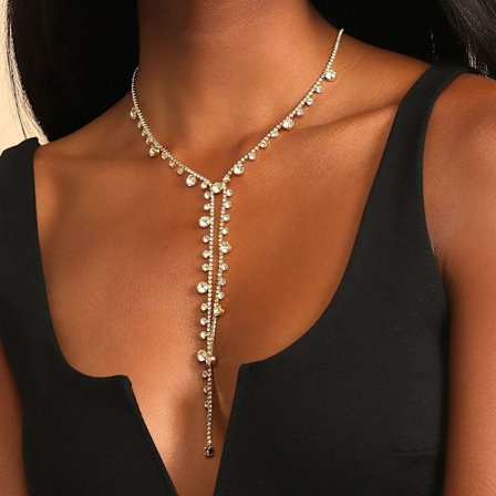Full Rhinestone Chain Choker Diamond Statement Halsband GULD