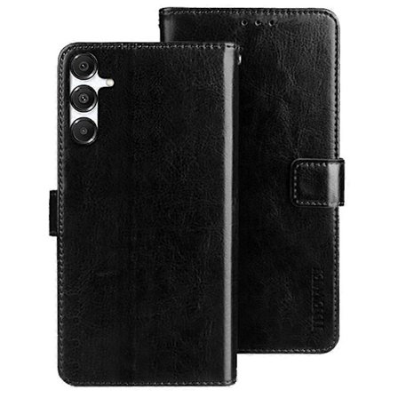 Samsung Galaxy A16 4G/5G -puhelin kotelo, jalustalla, Crazy Horse -kuvioitu nahkainen - Musta