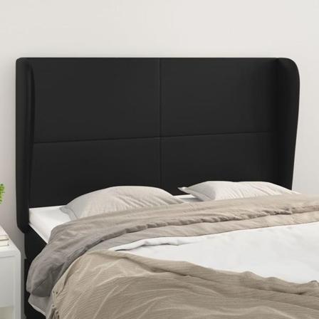 Vidaxl Huvudgavel Med Kanter Svart 147x23x118/128 Cm Konstläder Svart