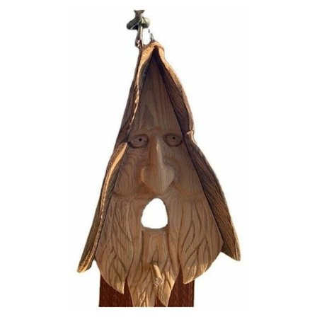 Totalt tre ansikt dekorasjon fuglekasse fuglemater, morsom lunefull dekorasjon for utendørs stor håndmalt dekorativt treansikt, god plass til