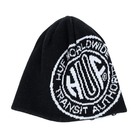 HUF - Svart traditionalbeanie Lue - Token Reversible Skull Black Beanie @ Hatstore