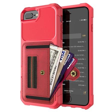 Smidigt Skal med Korthållare - iPhone 6/6S PLUS Röd