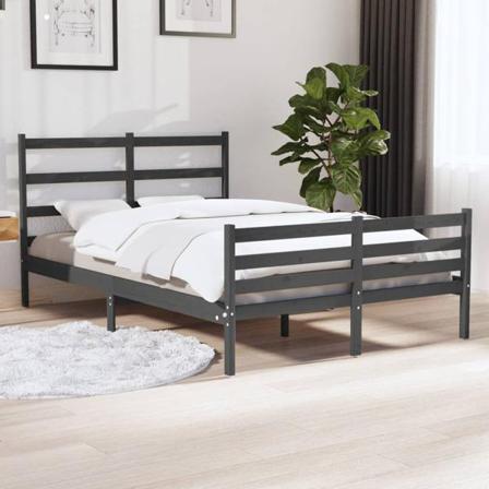 Vidaxl Sängram Grå Massiv Furu 180x200 Cm Grå
