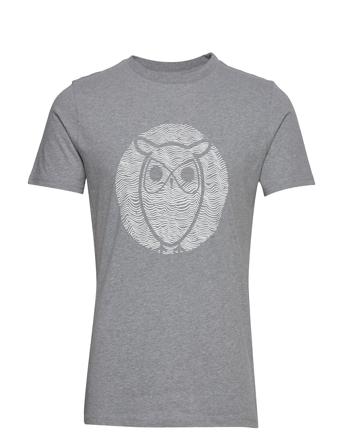 Alder Wave Owl Tee - Gots/Vegan T-shirt Grå Knowledge Cotton Apparel