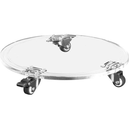 Växtställ på hjul, mobil planteringsbricka i akryl, runt rullande krukväxtställ på universalhjul, krukvagn kompatibel inomhus utomhus trädgård (