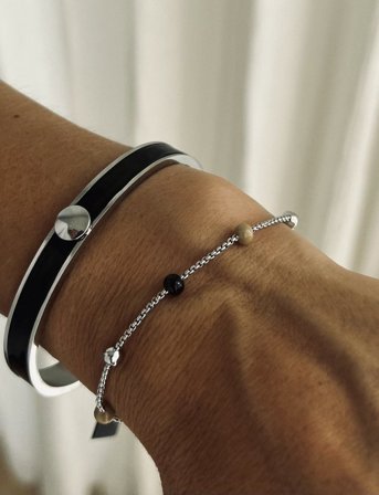 Bud to rose Capri Enamel Bracelet Black/Silver - Silver - ONE SIZE