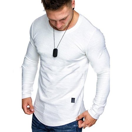Herrtröjor Solid Crew Neck Långärmad T-shirt Sport Toppar