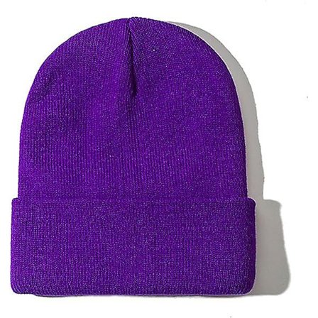 2-pakning Unisex Beanie Hatter for Menn og Kvinner Strikket Vinterlue Mørk Lilla