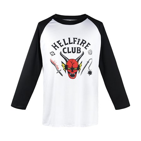 Stranger Things cosplay-dräkt, cheerleader-jumpsuit, jacka, skjorta, T-shirt, långärmad Hellfire Club T-shirt