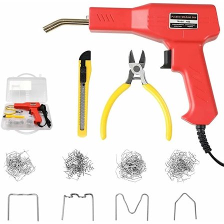 Plast Sveiser, 50W Sveisemaskin 220V Plast Sveiseverktøy, Bil Bumper Reparasjonssett med 200 Sveisenagler og Tang for Bil Dash/Bumper Reparasjon H