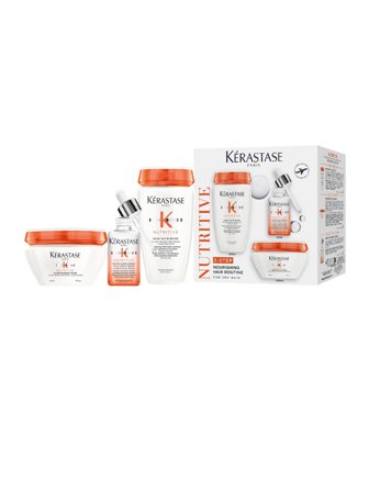 Kérastase Nutritive Set cont.: Bain Satin 1 Moisturizing Shampoo 250 ml (GH 1574057) + Fiber Food Dry Ends Serum 50 ml (GH 1574058) + Hair Mask 