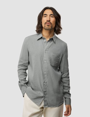 Shaping New Tomorrow - Refined Linen Long Sleeve Shirt - Stone Grey - Herre - Størrelse M