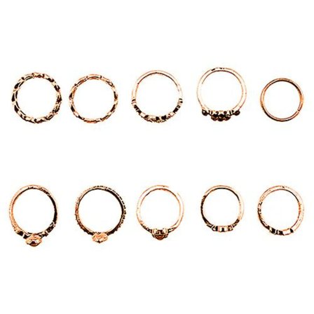 10 st/set Dam Punk Vintage Rhinestone Etched Hollow Midi Knuckle Ring Set