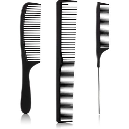 3-delad hårkamset, kam i kolfiber för hårklippning, antistatisk fin kam, svanskam
