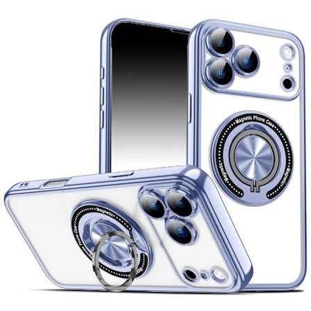 Magsafe Magnetisk 360° Roterande Metall Bilhållare Ring Plätering Kant Telefonskal kompatibelt iPhone 17 Pro Max Air 15 11 12 13 14 16 Pro Max E