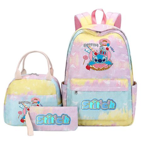 3-delars Lilo och Stitch Ryggsäcksset - Multi-ficka Rese Skolväska för Kvinnor & Män - Högkvalitativa Mochilas för Tonåringar, Casual Stil