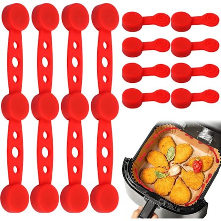 Magnetiske silikonspenner 12 stk Airfryer-magneter Gjenbrukbare magnetiske spenner Airfryer-tilbehør for å holde papir (rød)