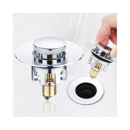 Rustfrit stål håndvask filter - Hårfanger til badeværelse og brusebad - 33.6 - 36.9 mm