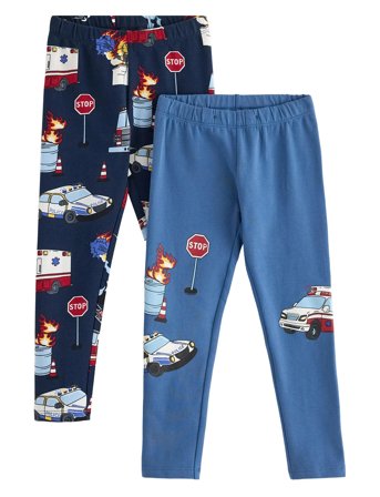 Lindex Leggings 2 Pack Trucks - Blue - 122
