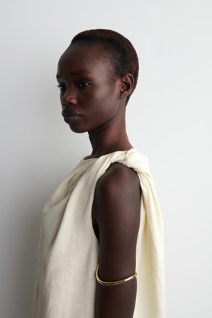 COS Women's Twist-Detail Linen Mini Dress in Yellow