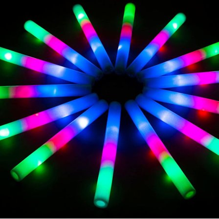 50 st jättestora skumgummi glow sticks, 3 lägen färgglatt blinkande, neon party favors, lämpliga för karnevaler, konserter.